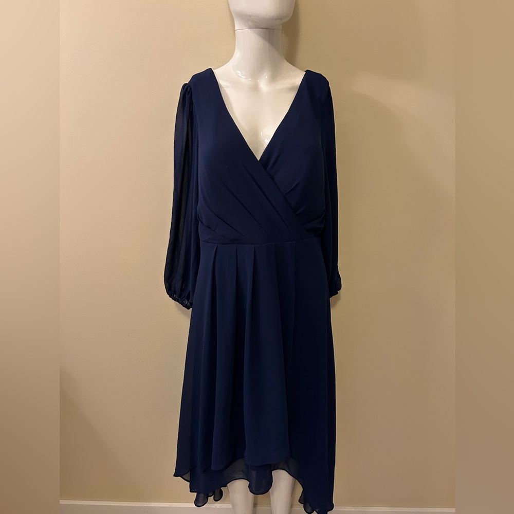 Ever Pretty Navy Blue High Low Dress sheer sleeve Size 12 - NWT - Picture 3 of 7